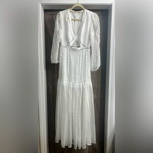 untamed petals white pearl cut-out dress (bridal/vacation)